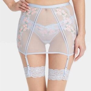 NWT Auden Light Blue Sheer Floral Garter Skirt